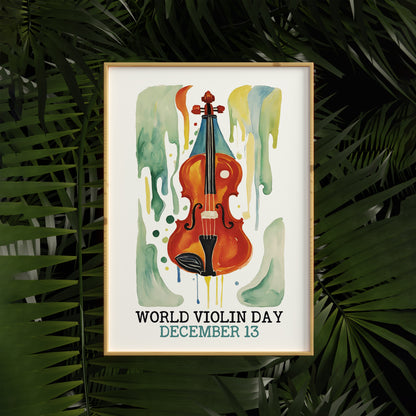 World Violin Day Retro Poster
