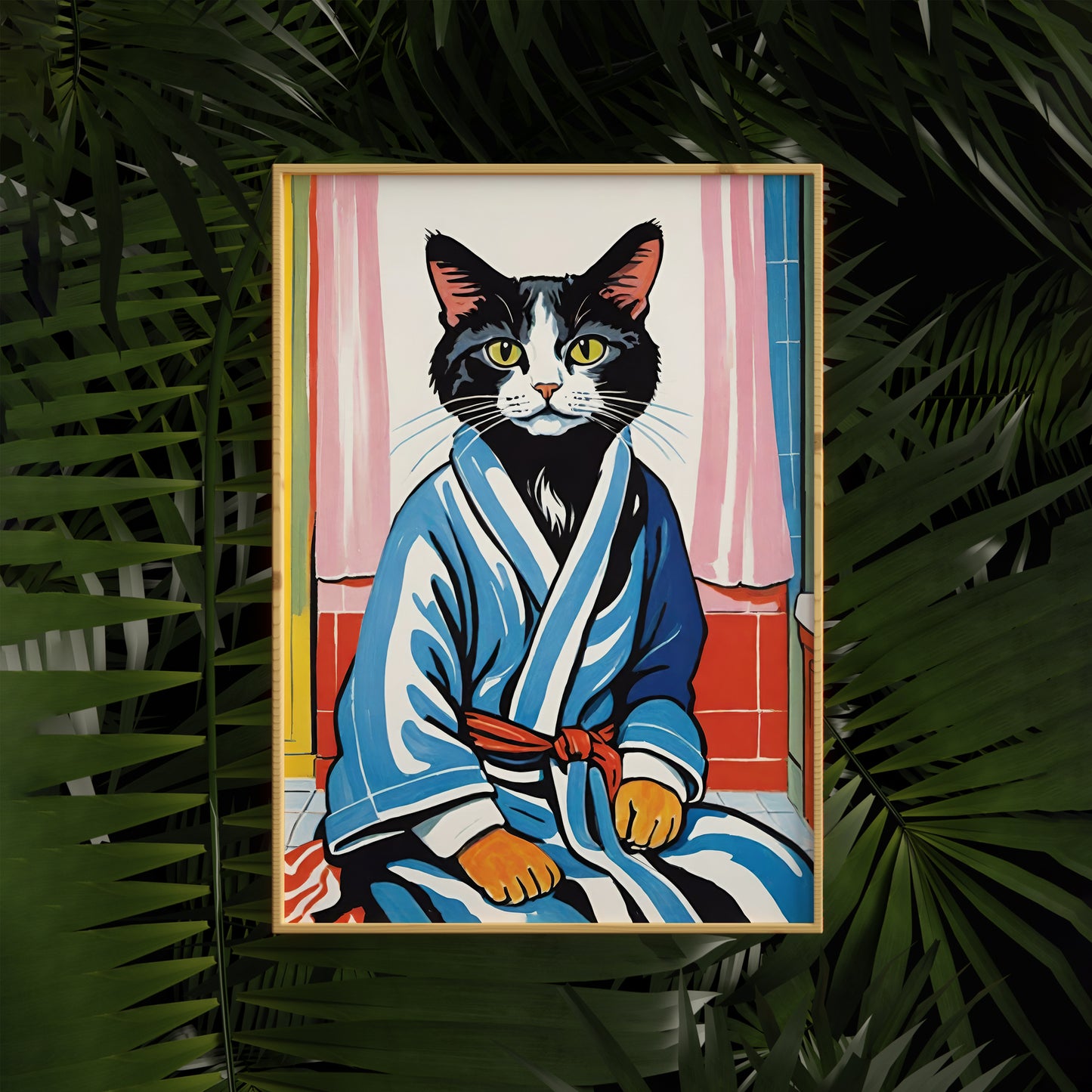 Bathrobe Cat Wall Poster