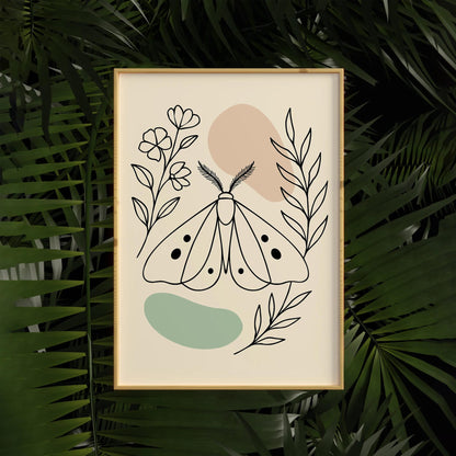 Line Art Moth Poster - Minimalist Design