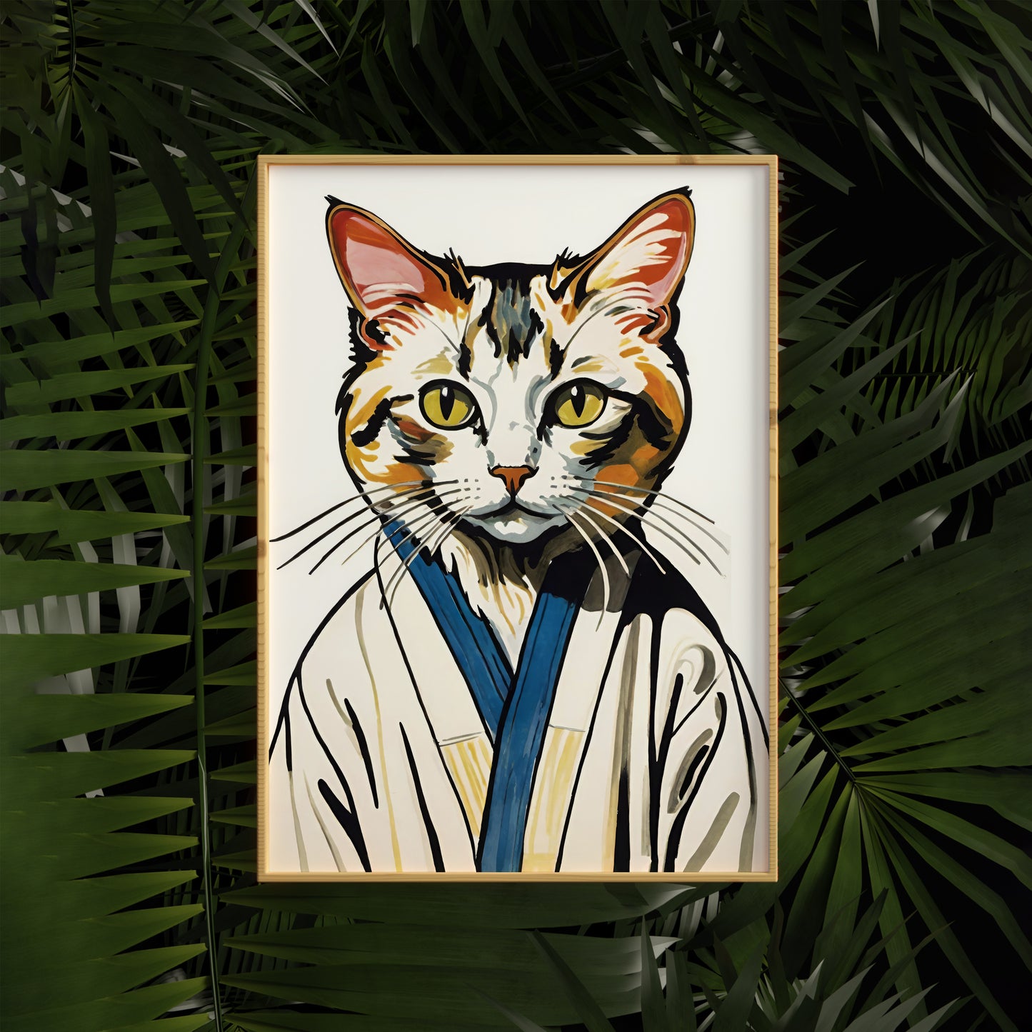 Cat in Bathrobe Wall Art Poster