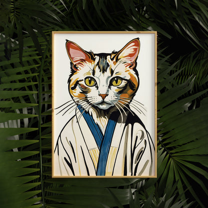 Cat in Bathrobe Wall Art Poster