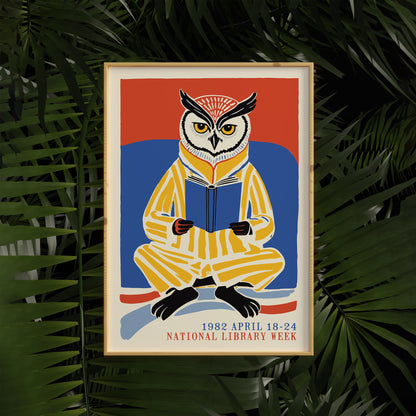 Reading Owl Poster - Book Lover Wall Art Print