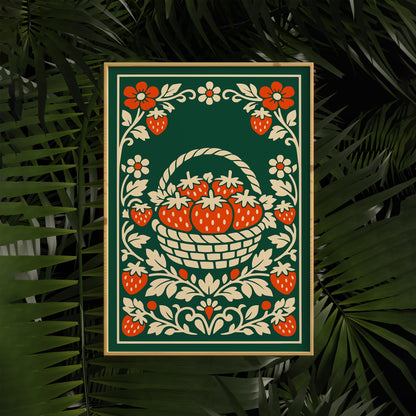 Strawberry Farmhouse Kitchen Art Poster