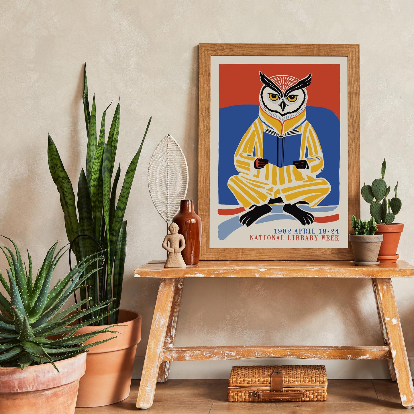 Reading Owl Poster - Book Lover Wall Art Print