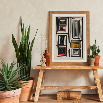 Black Geometric Simple Shapes Art Print