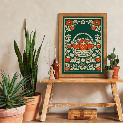 Strawberry Farmhouse Kitchen Art Poster