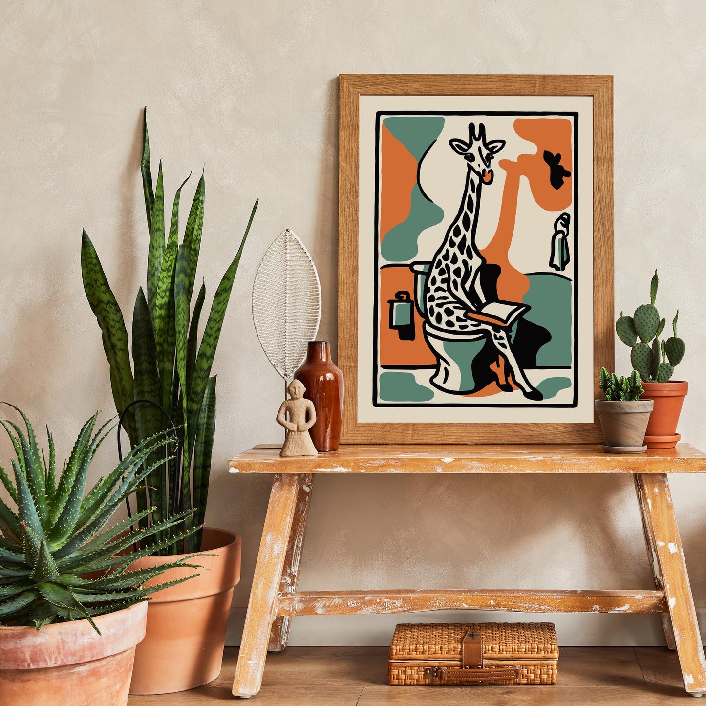 Reading Giraffe Bathroom Wall Art