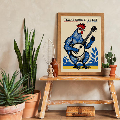 Texas Country Fest Rooster Poster Print