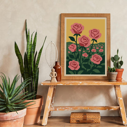 Pink Roses Garden Poster