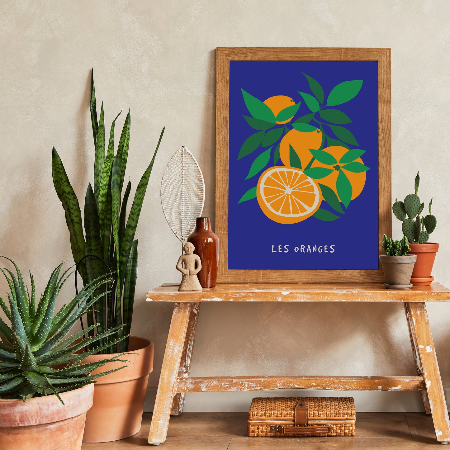 Les Oranges Blue Italian Fruit Poster