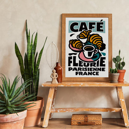 Paris Cafe Croissant Print