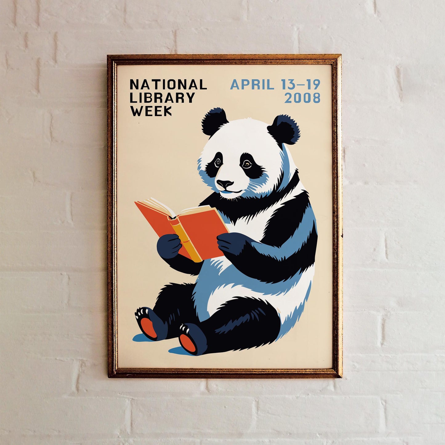Panda Reading Wall Art Print