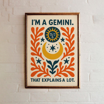 Gemini Zodiac Poster Print