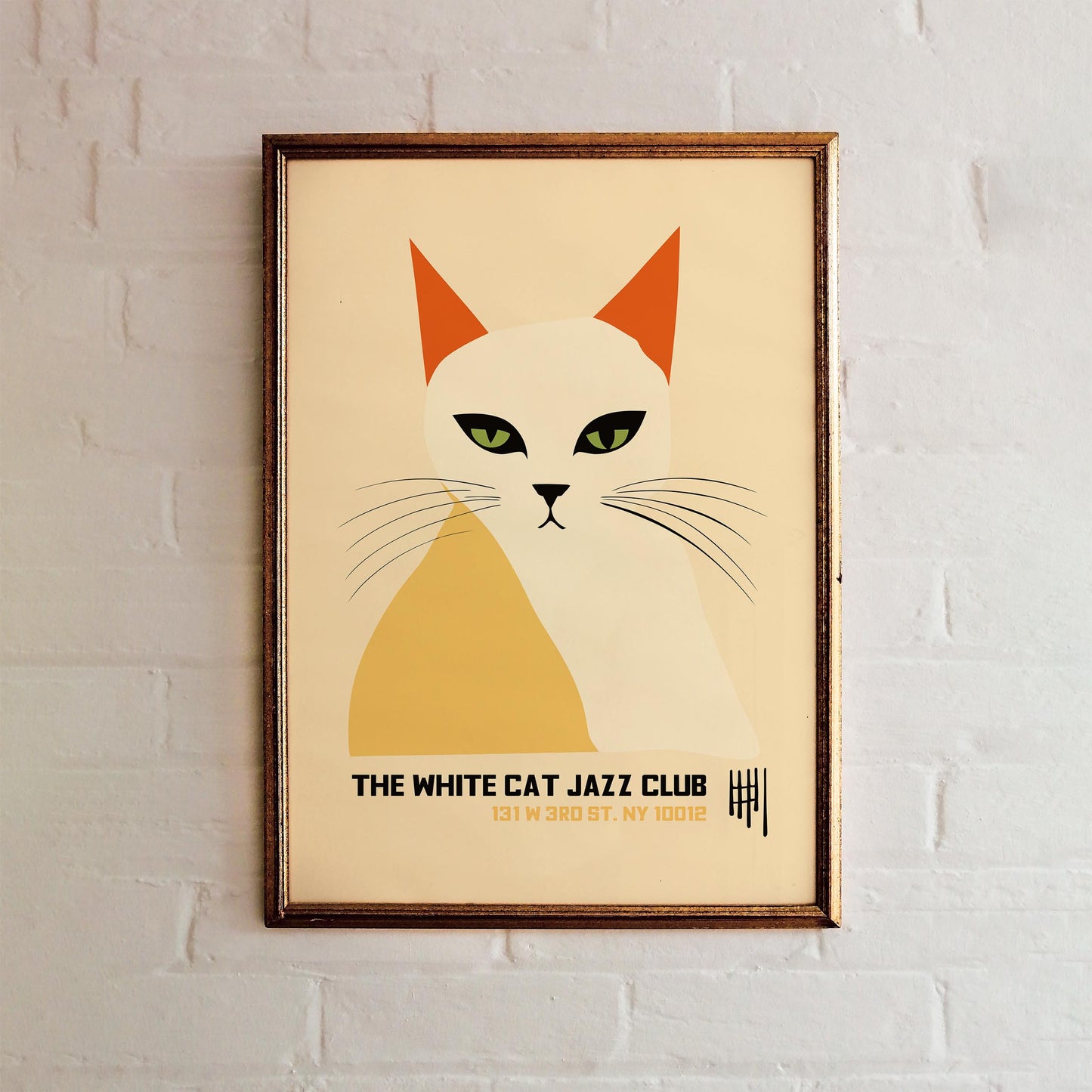 Retro Cat Music Wall Art Print