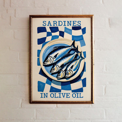 Sardines in Olive Oil Retro Poster