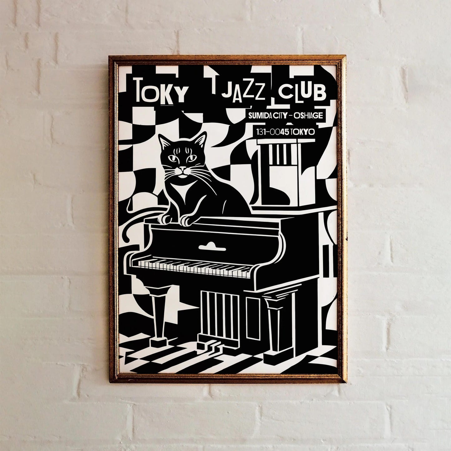 Tokyo Jazz Club Cat & Piano Art