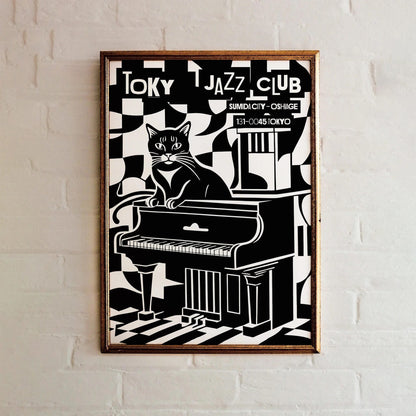 Tokyo Jazz Club Cat & Piano Art