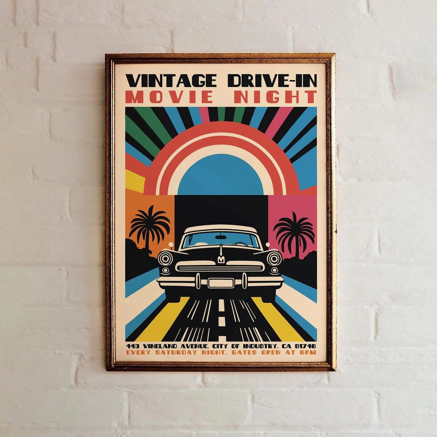 Vintage Drive-In Movie Night Art