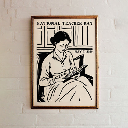 National Teacher Day Retro Poster