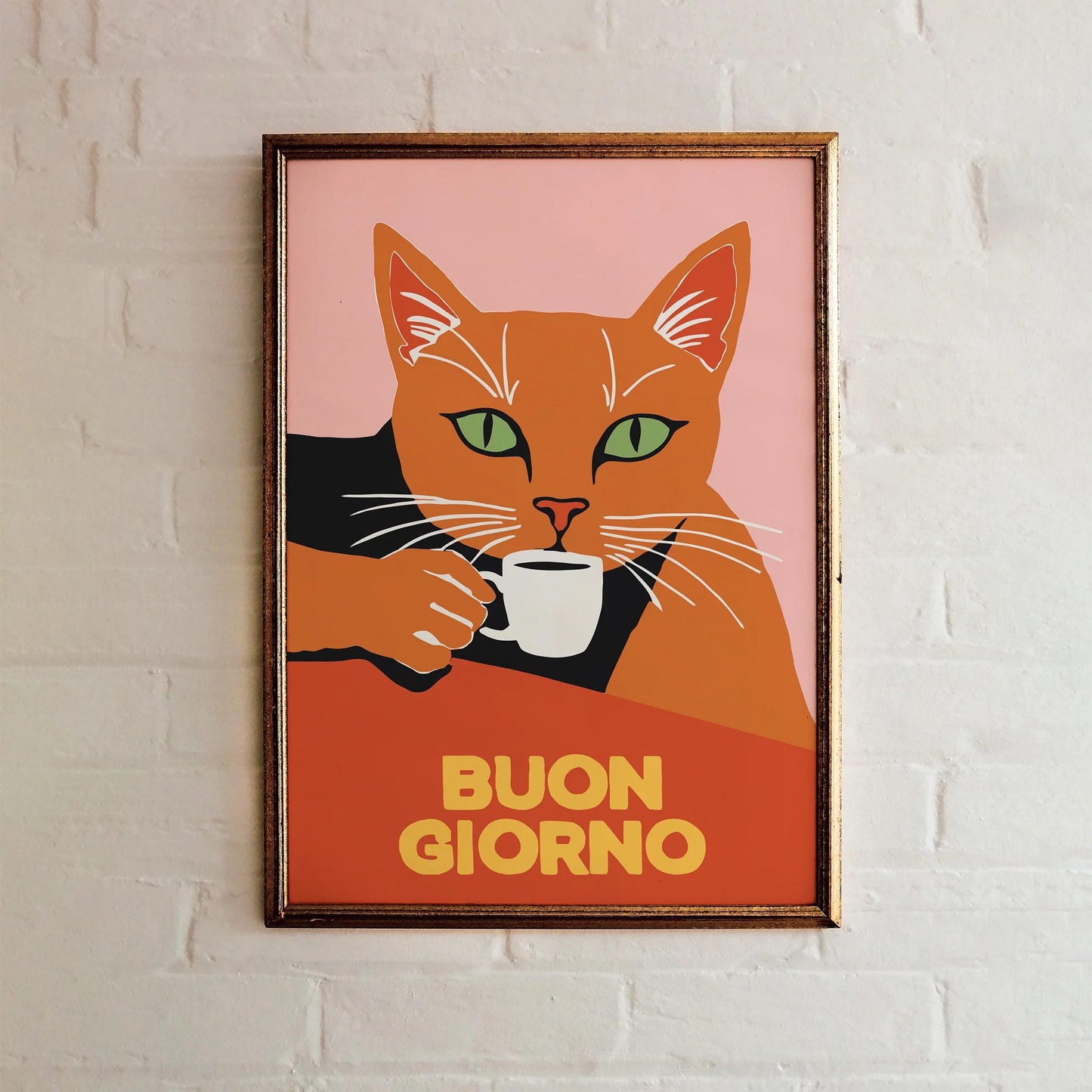 Buon Giorno Coffee Cat Poster