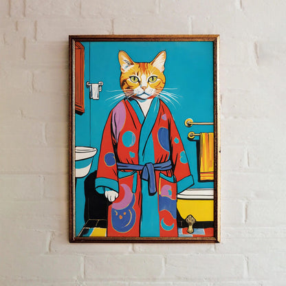 Cat in Bathrobe Pop Art Poster