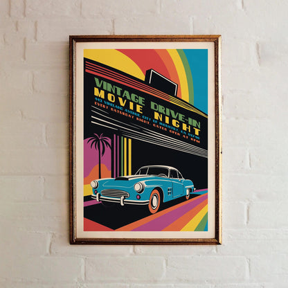 Retro Drive-In Movie Night Poster