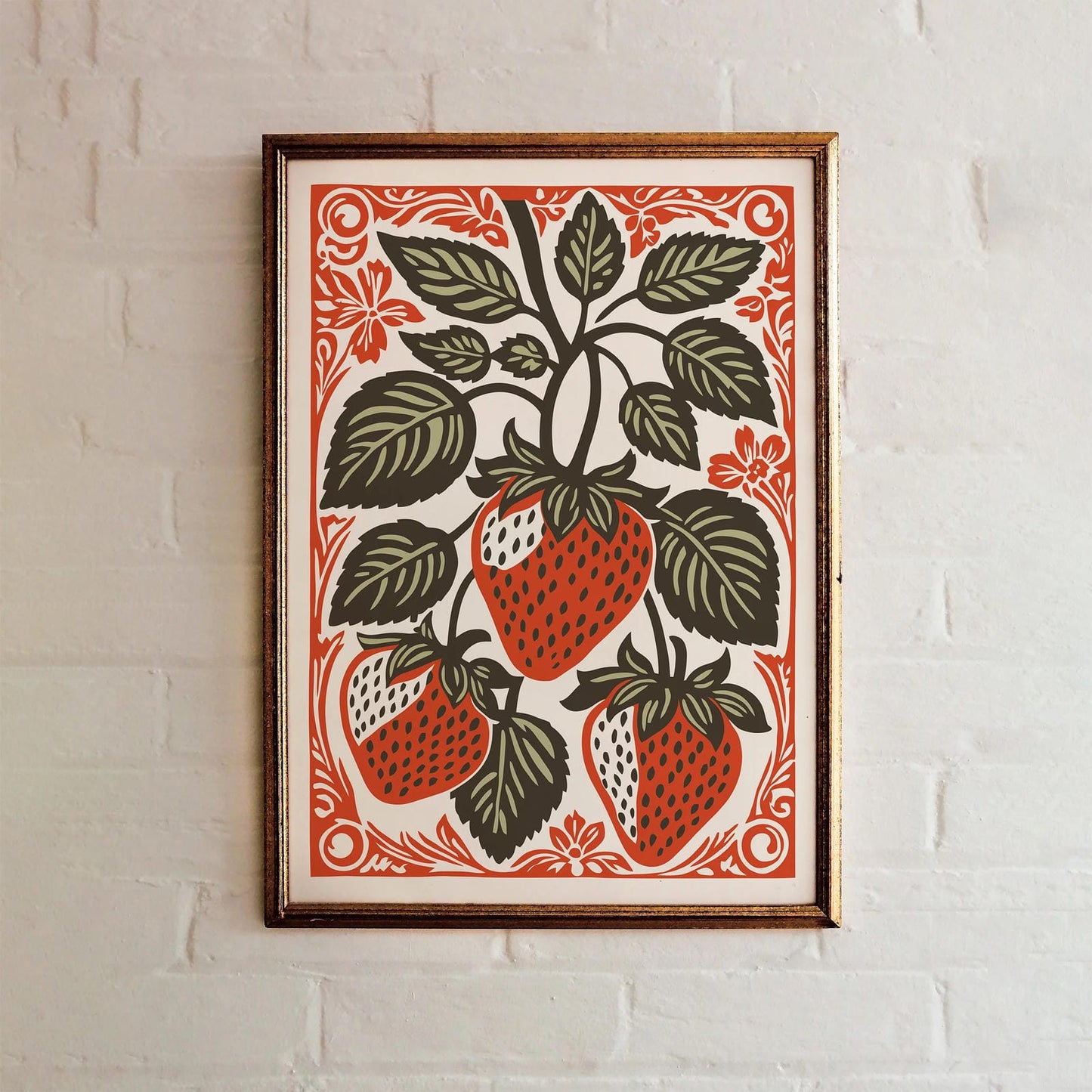 Rustic Strawberries Vintage Kitchen Art Print