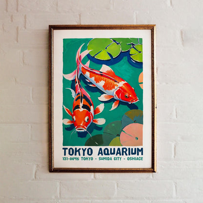 Tokyo Aquarium Koi Fish Poster Print
