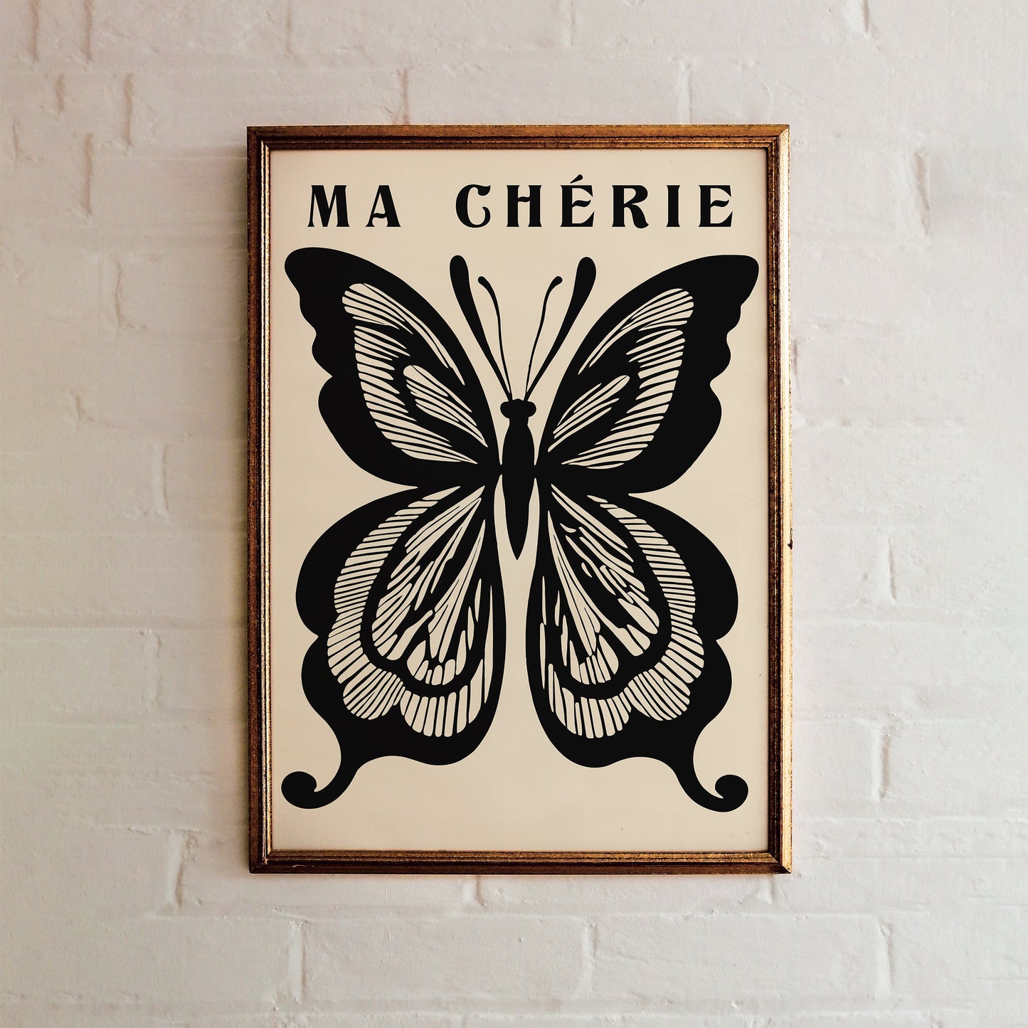 Ma Cherie Retro Black Butterfly Print