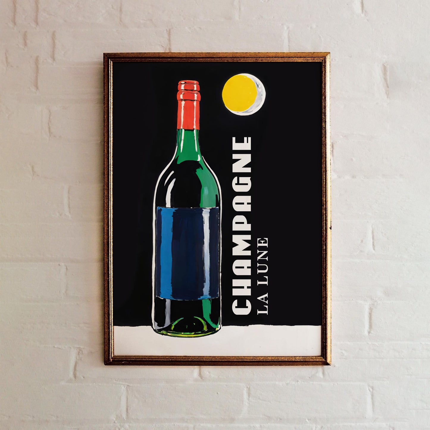 Champagne La Lune Bottle Wall Art Print