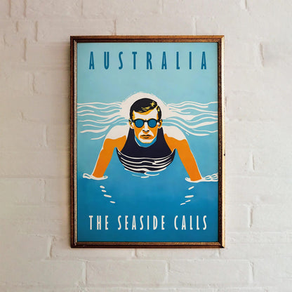 Australia Swimming Retro Poster