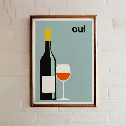 Oui Cute Wine Poster