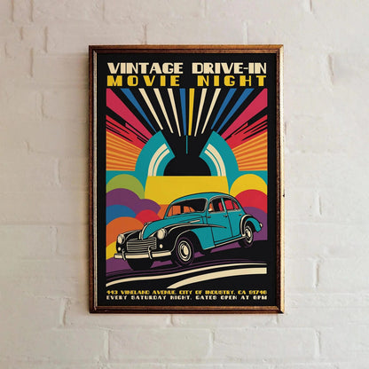 Vintage Drive-In Movie Night Poster