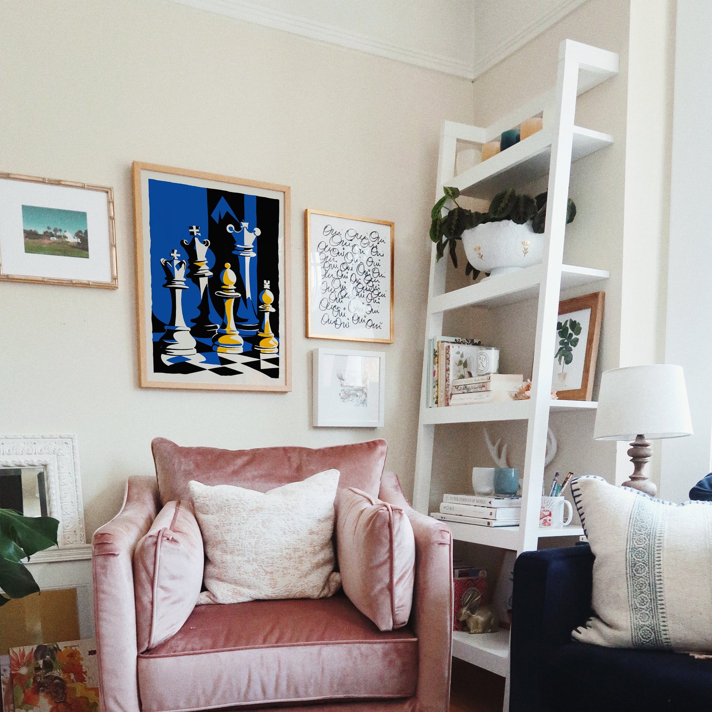 Blue & Yellow Chess Poster