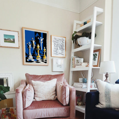 Blue & Yellow Chess Poster