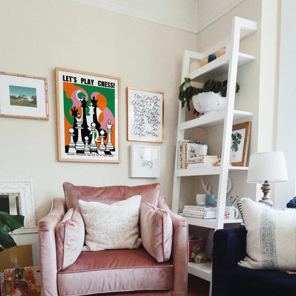 Let's Play Chess! Retro Art Poster