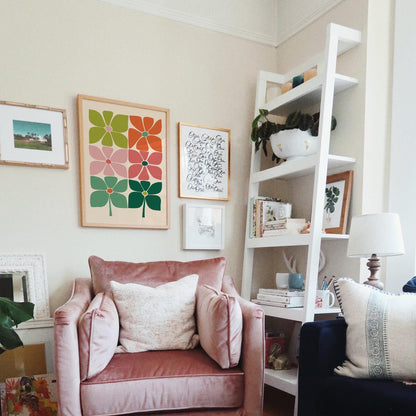 Retro Colorful 60s Flowers Poster