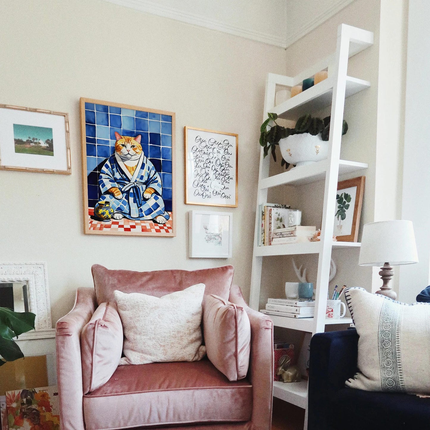 Whimsical Cat in Bathrobe Poster