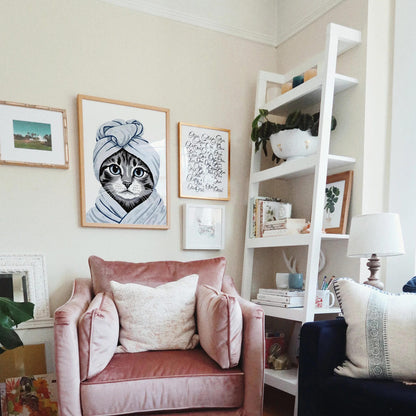 Chic Spa Cat Portrait Poster