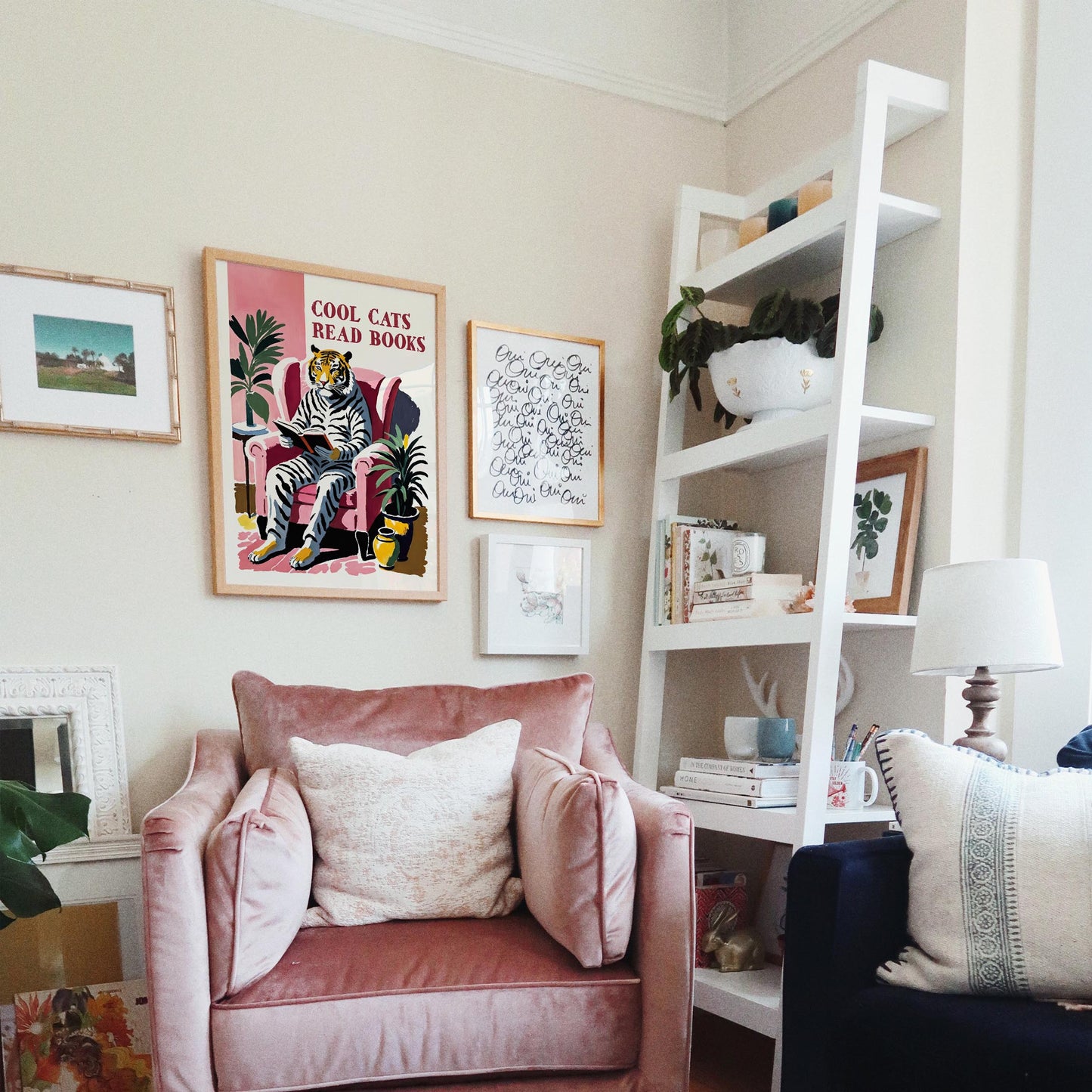 Cool Cats Read Books Tiger Art Print