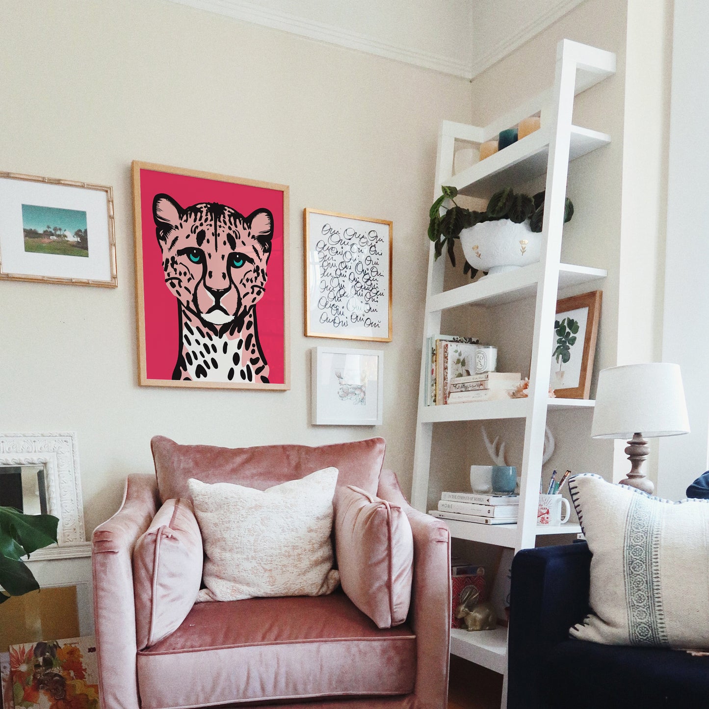 Cute Pink Panther Jungle Cat Art Print