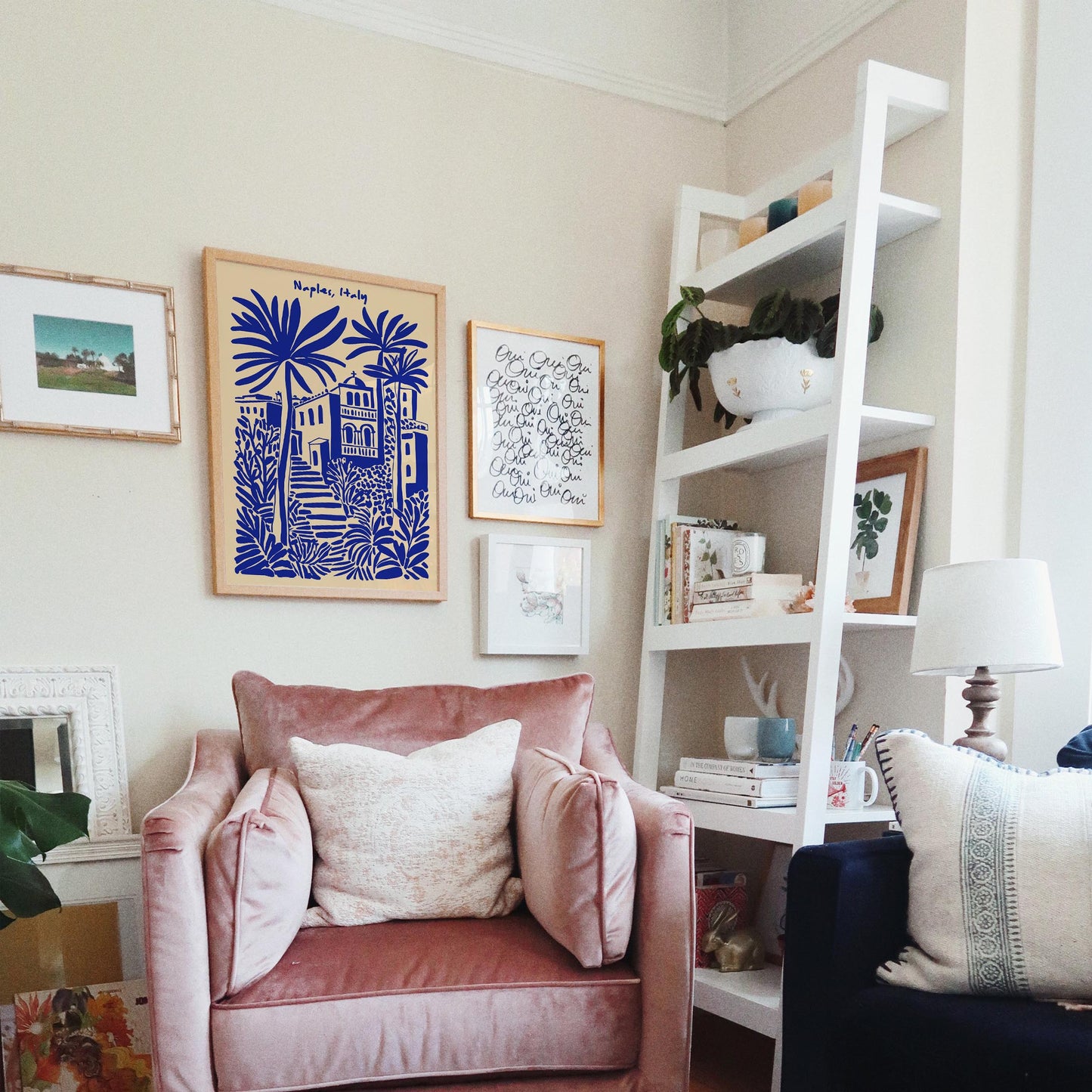 Naples Italy Blue Travel Poster