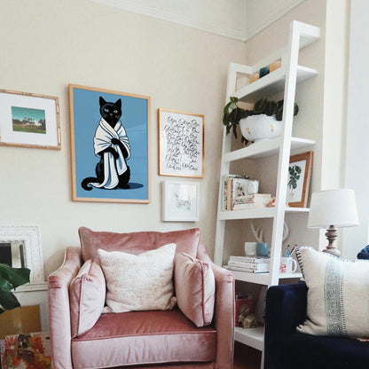 Elegant Cat Spa Day Wall Art Print