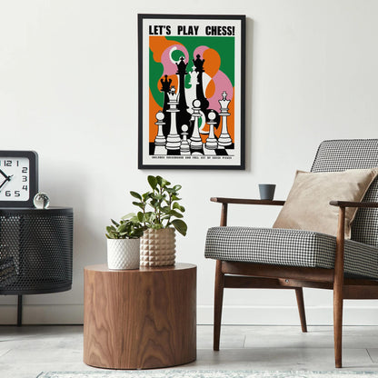 Let's Play Chess! Retro Art Poster