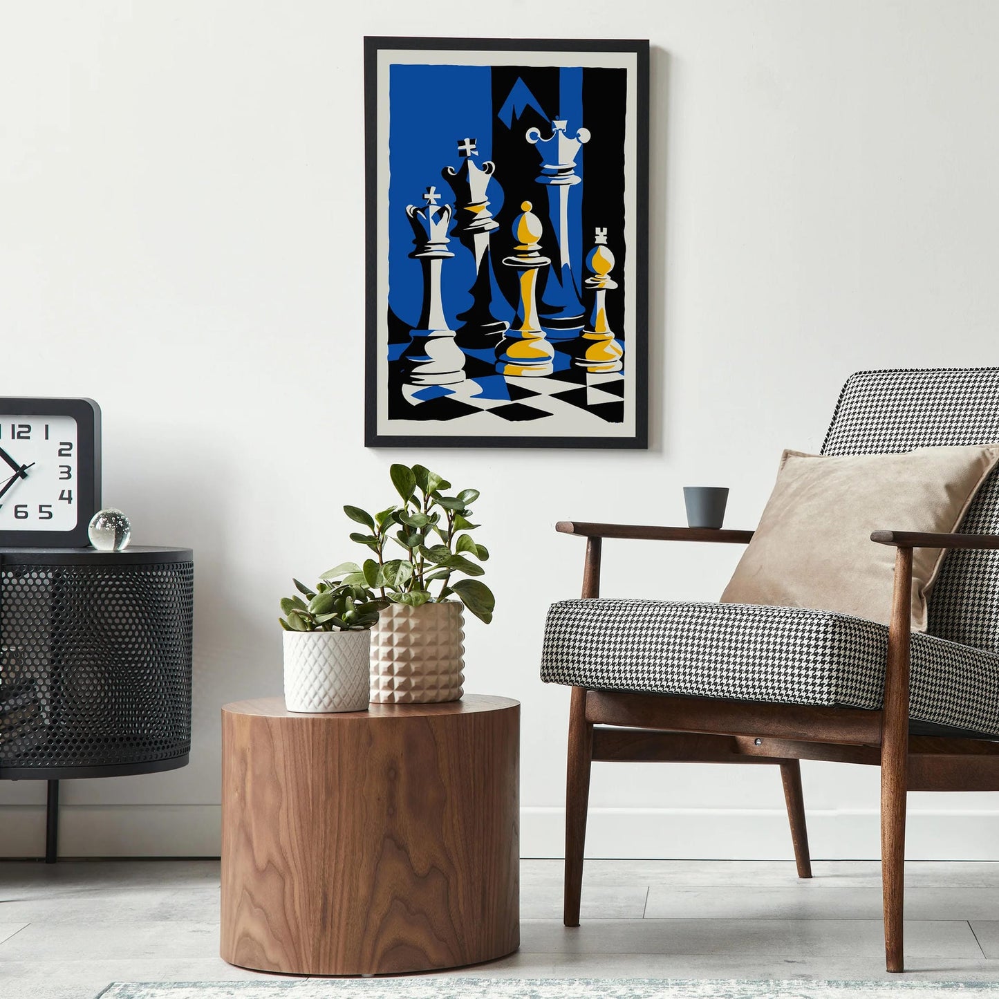 Blue & Yellow Chess Poster