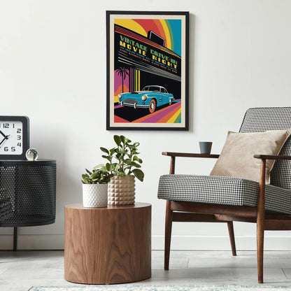 Retro Drive-In Movie Night Poster