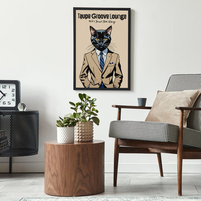 Taupe Groove Lounge Retro Jazz Poster
