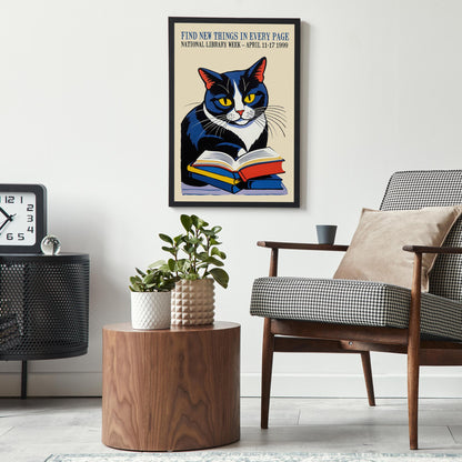 Reading Cat Poster