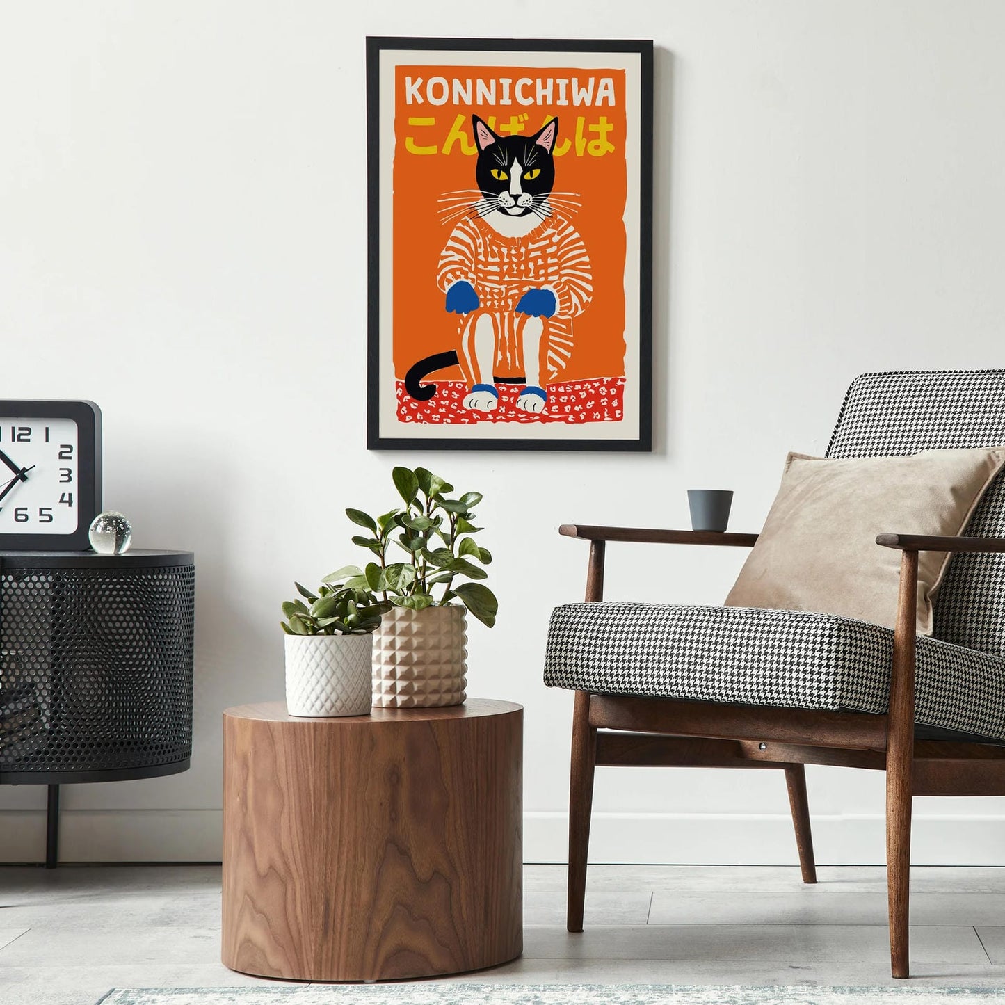 Konnichiwa Cute Cat Poster