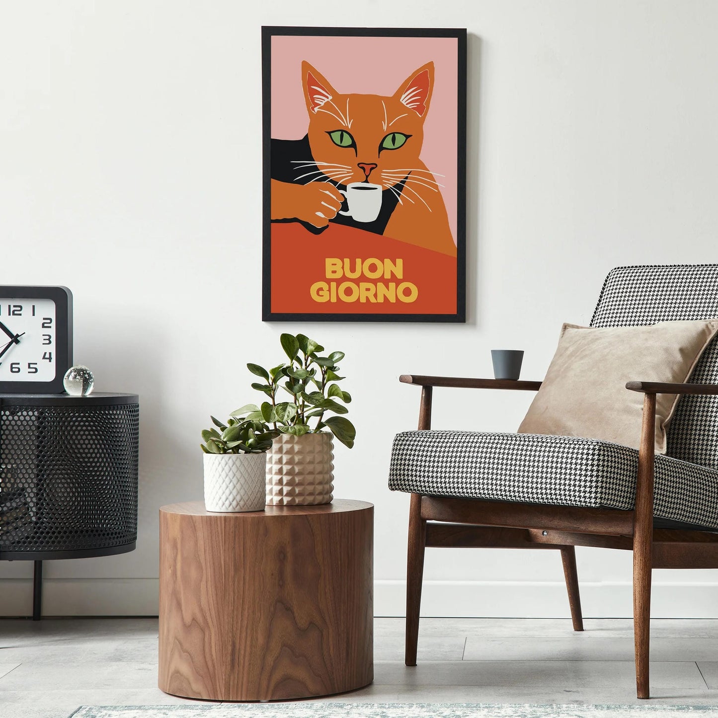 Buon Giorno Coffee Cat Poster